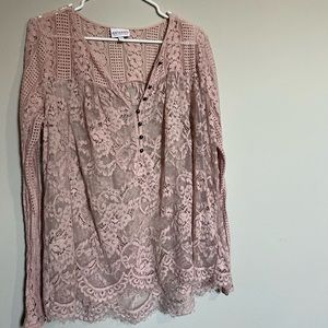 Lace button down long sleeve